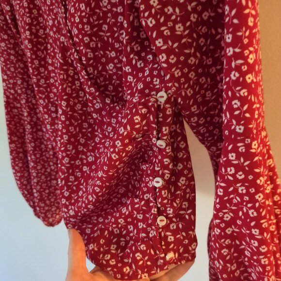 balloon sleeve wrap blouse floral - Picture 2 of 2